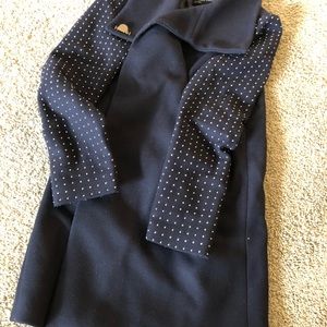 Navy blue zara coat studded